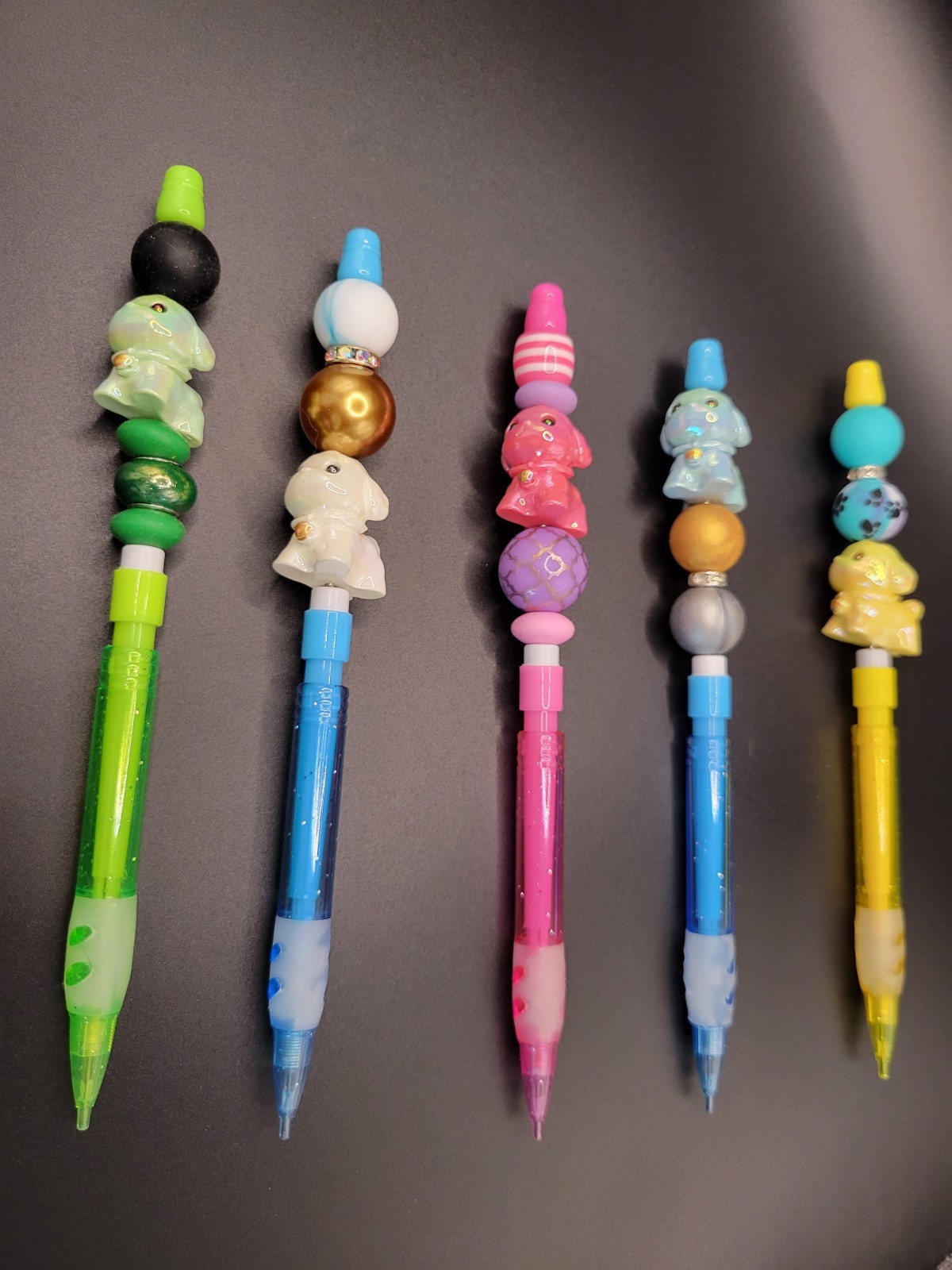 Lot 10 Beaded Dog And Teddy Bear Mechanical Pencils