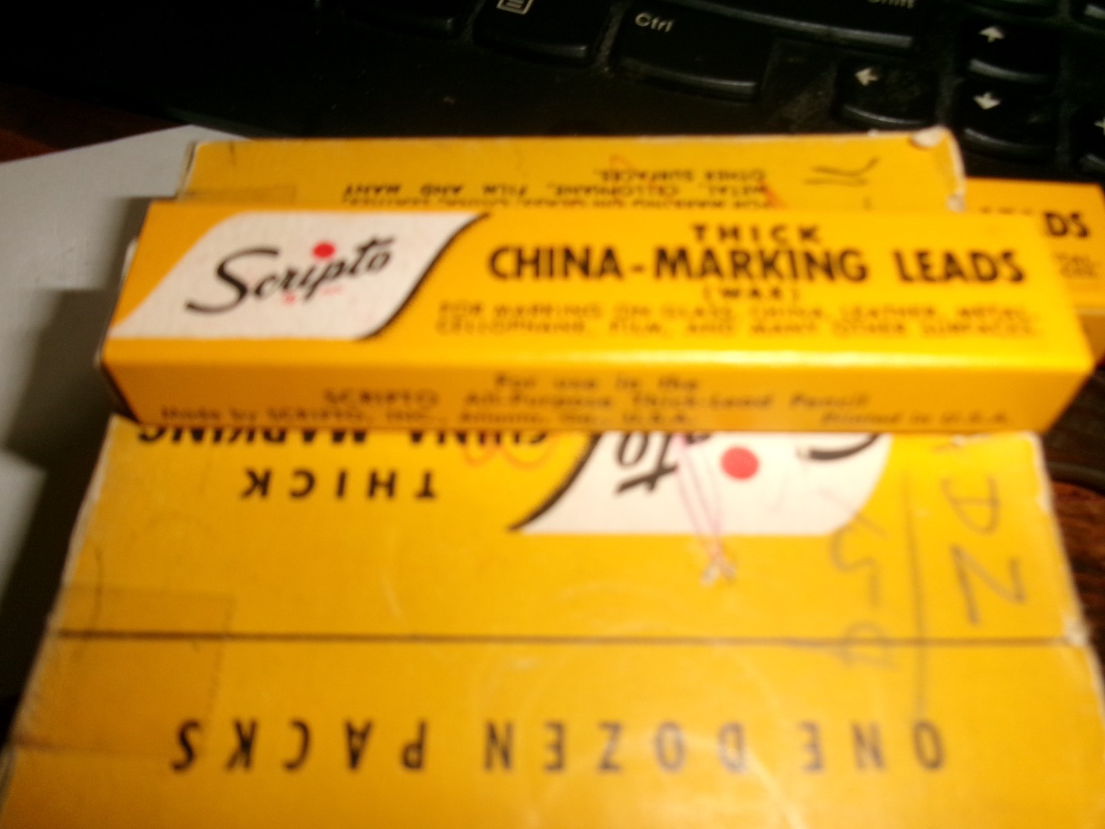 9 small pkgs of Scripto thick china-marking leads in orignal box