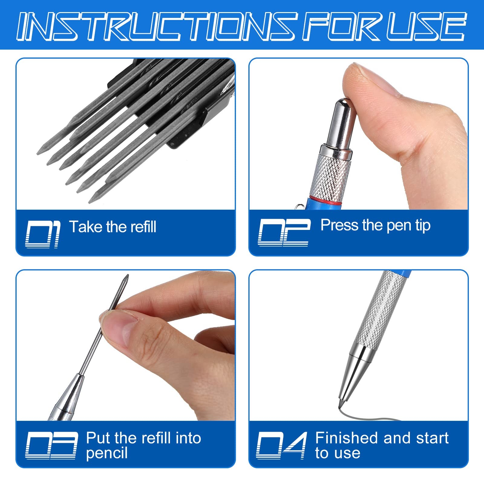 Nezyo 4 Pieces Welder Pencil 1 Count (Pack of 1), Black, Red, Yellow, Silver