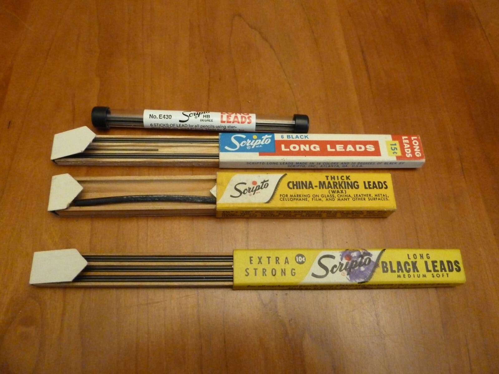 Vintage Scripto Long Leads China marking leads black 4 pc lot Mechanical Pencils