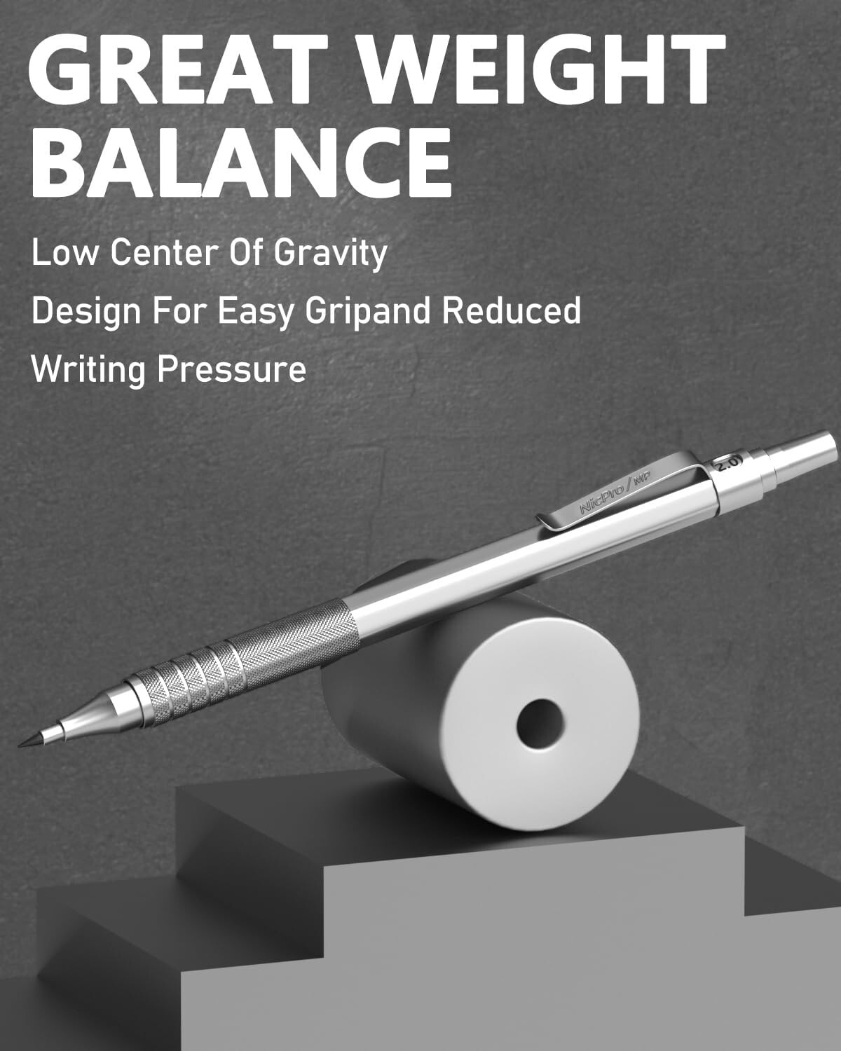 Durable Metal Mechanical Pencil Set for Artists with 10 Refill Leads & Case