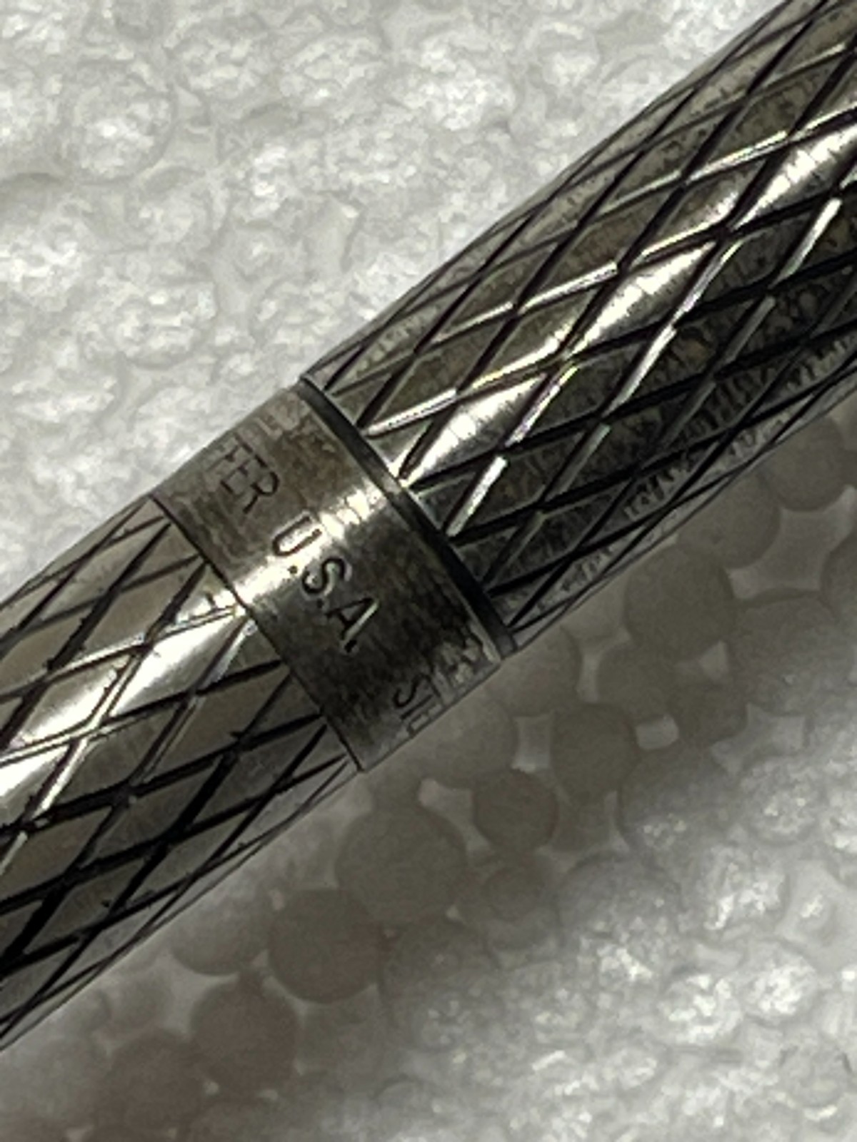 Vintage Sheaffer Imperial Sterling Silver Diamond Grid Mechanical Pencil Working
