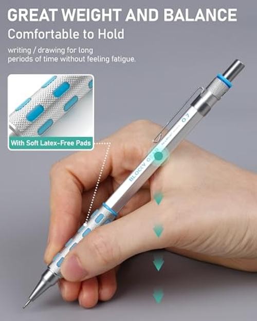 Blocky Gear Metal Mechanical Pencil Set in Leather 5 PACK with Leather Bag