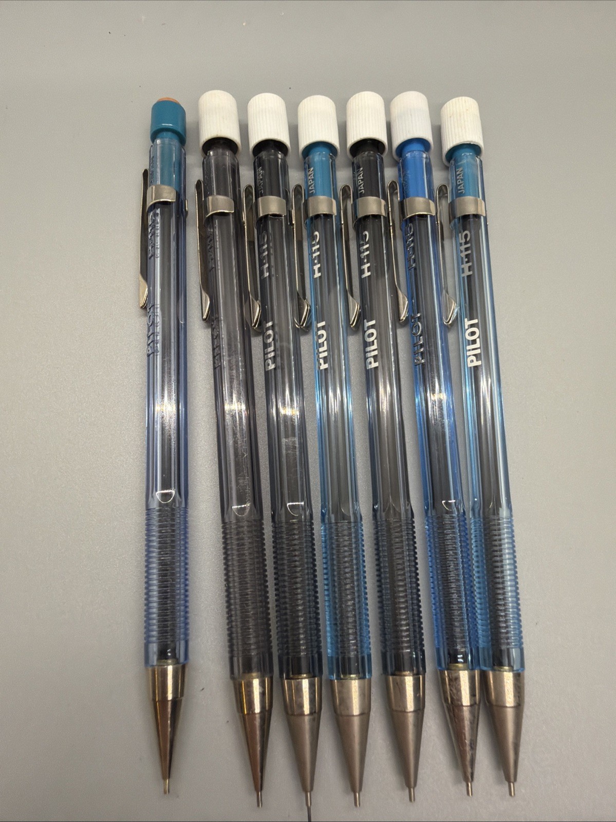 Vintage Pilot H-115 Mechanical Drafting Pencils 7 Transparent Black Blue