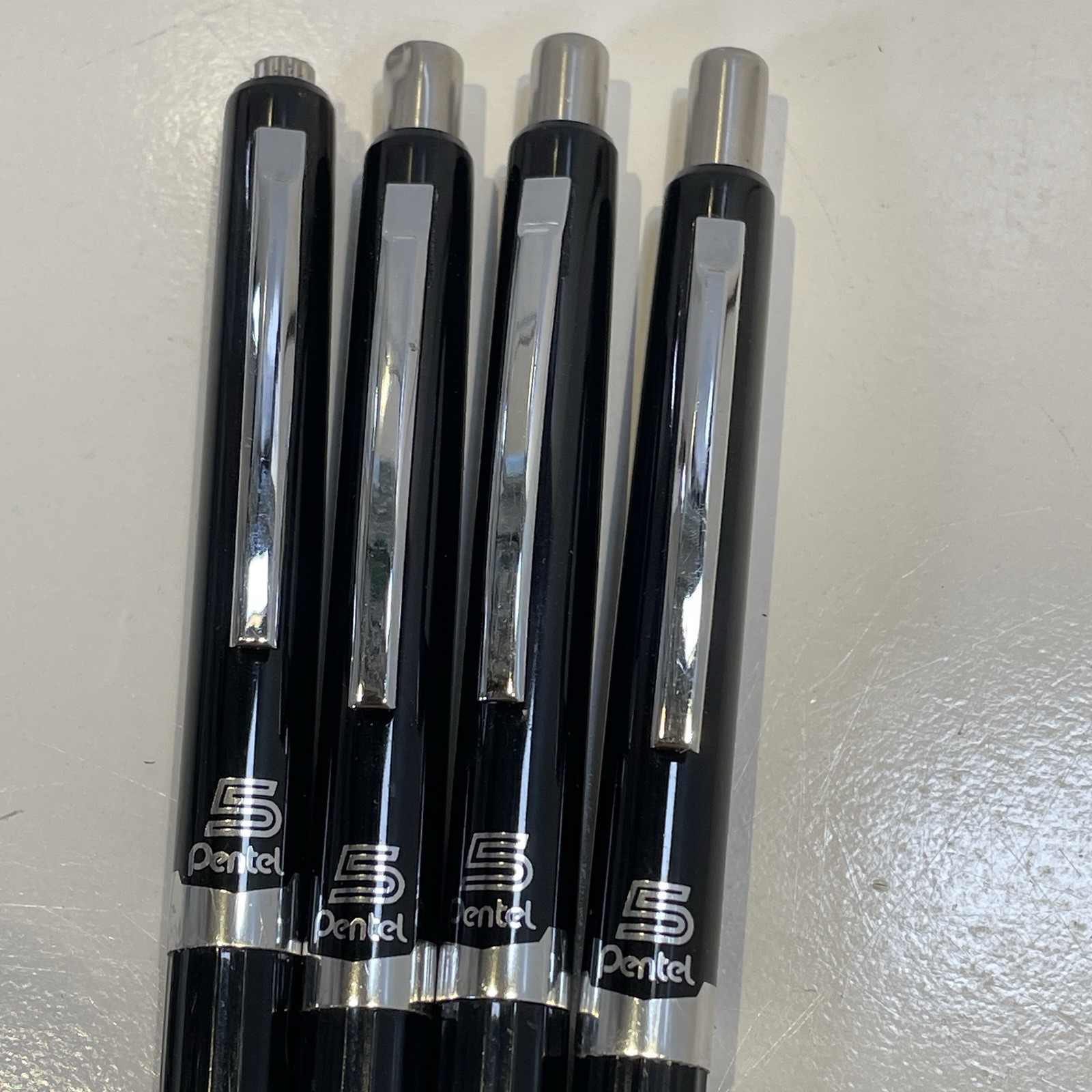 Vintage Pentel 5 Mechanical Pencil 0.5mm Black Barrel Chrome Japan Lot Of 4