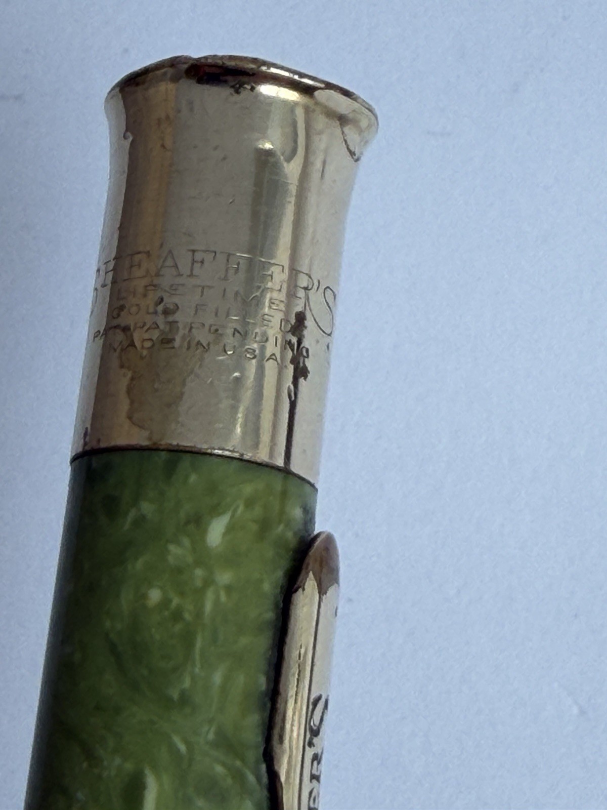 ATQ VTG 1920’s Sheaffer’s Lifetime Gold Filled Marbled Green Mechanical Pencil
