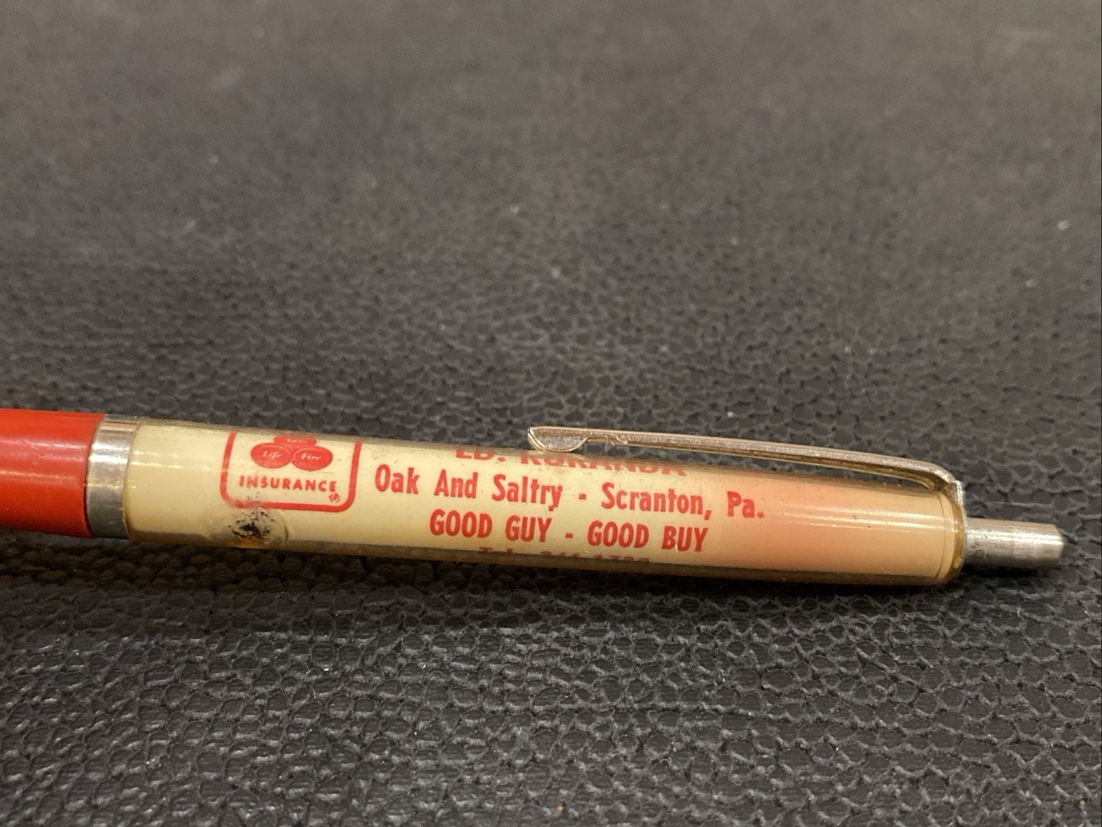 Vtg RITEOGRAPH PEN Advertising State Farm Insurance OAK & SALTRY SCRANTON PA
