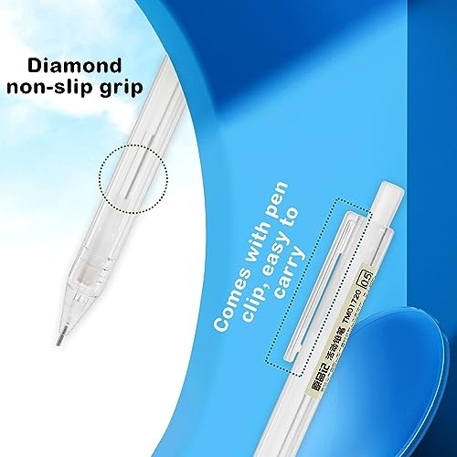6PCS Novelty Mechanical Pencil Set, 0.5mm Transparent Pen Shell Pencils with