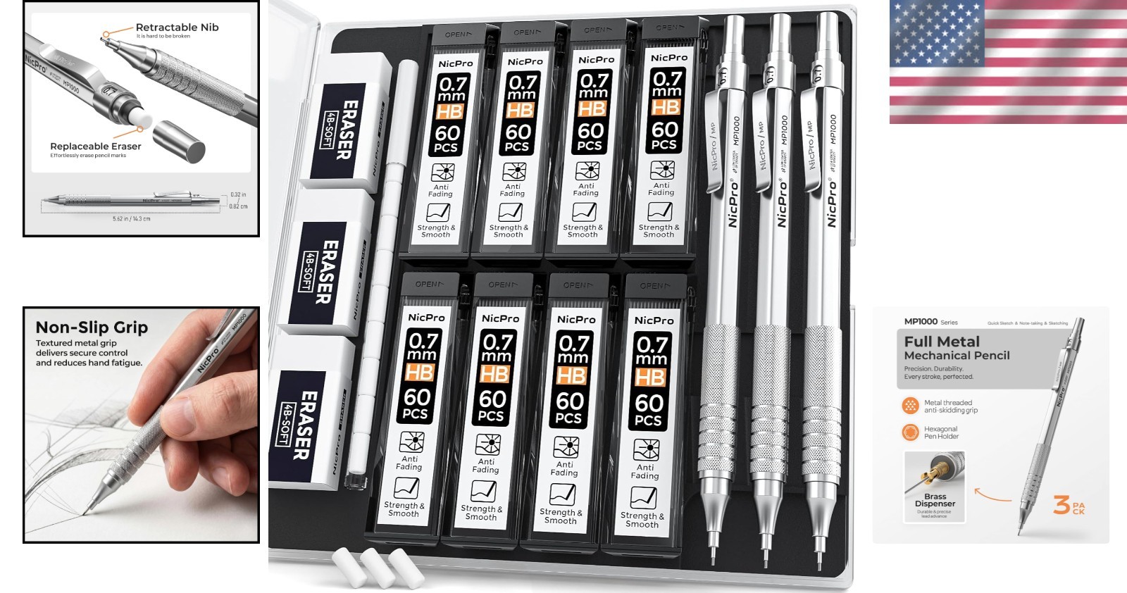 Professional Mechanical Pencils Set with Case