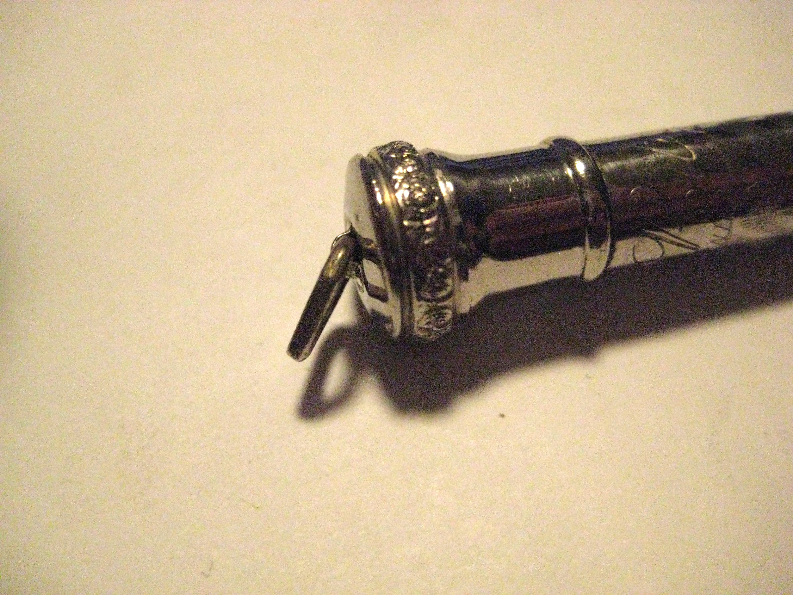 Vintage Ornate Ritewell White Gold-Plated Mechanical Pencil Very Good Condition