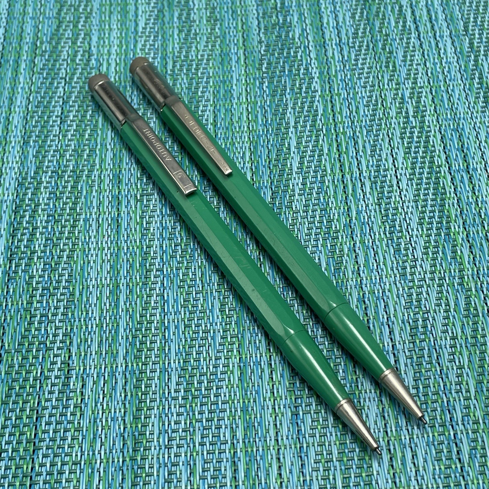 2 Autopoint Mechanical Pencils Teal Green Vintage USA