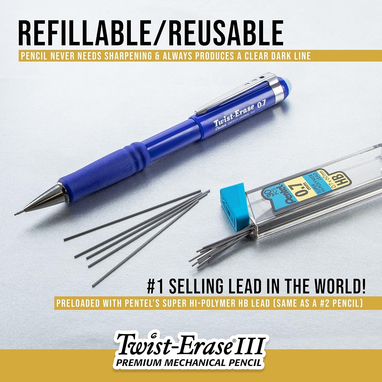Twist-Erase III Mechanical Pencil, 0.7mm, Medium Line, Assorted Fashion Color…
