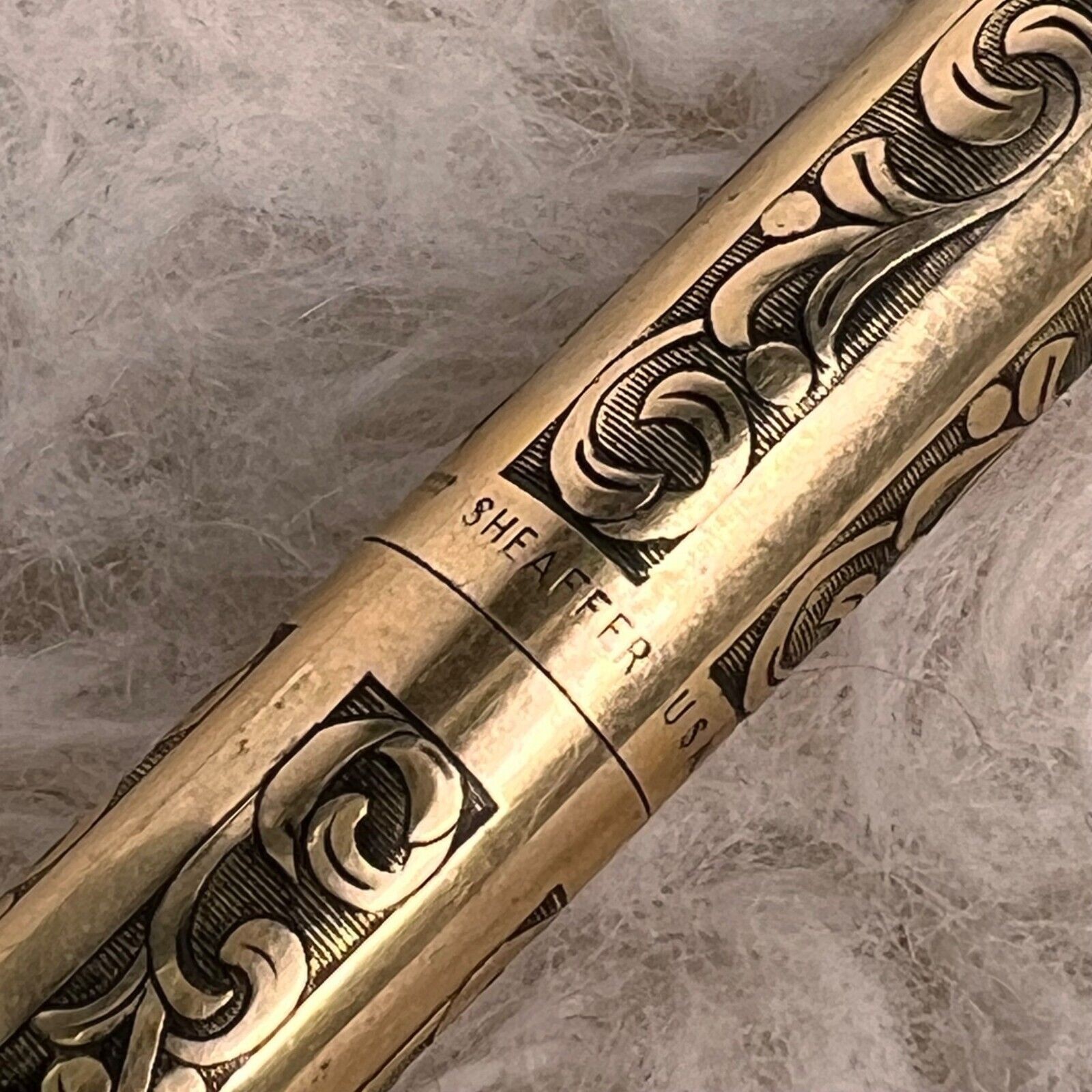 Vintage 70s Sheaffer 12k Imperial Mechanical Pencil Embossed Leaf Motif Gift