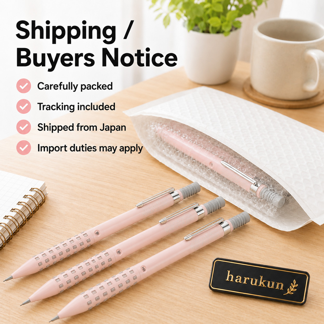 Pentel Smash Q1005-21A Baby Pink 0.5mm Mechanical Pencil 3pcs Set