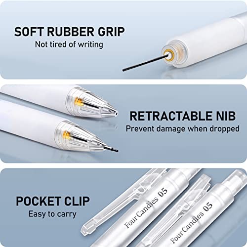 Cute Mechanical Pencil Set with Case – 3PCS Pencils 0.5mm with White-0.5MM