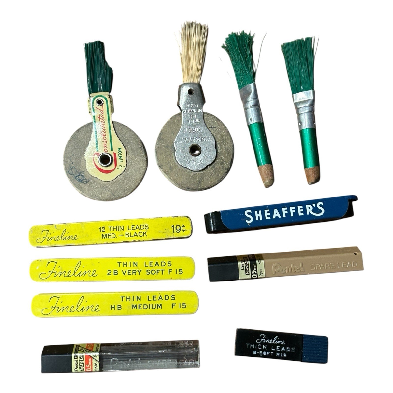 VTG Lot of 11 Drawing Writing Lead and Erasers Fineline Pentel Shaeffer’s Faber