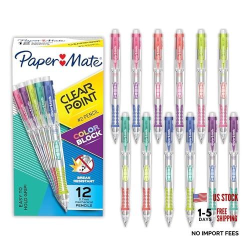 Paper Mate Clearpoint Mechanical Pencils – Color Block – 12 Count – Pack of 1