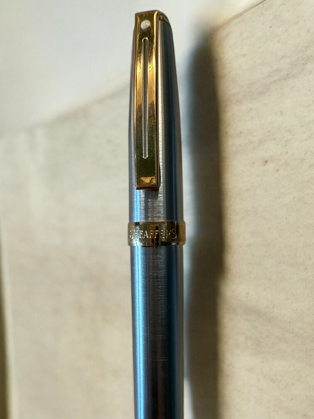 SHEAFFER White Dot PRELUDE Brushed Steel Gold Trim Chrome 0.7 mm Pencil–USA
