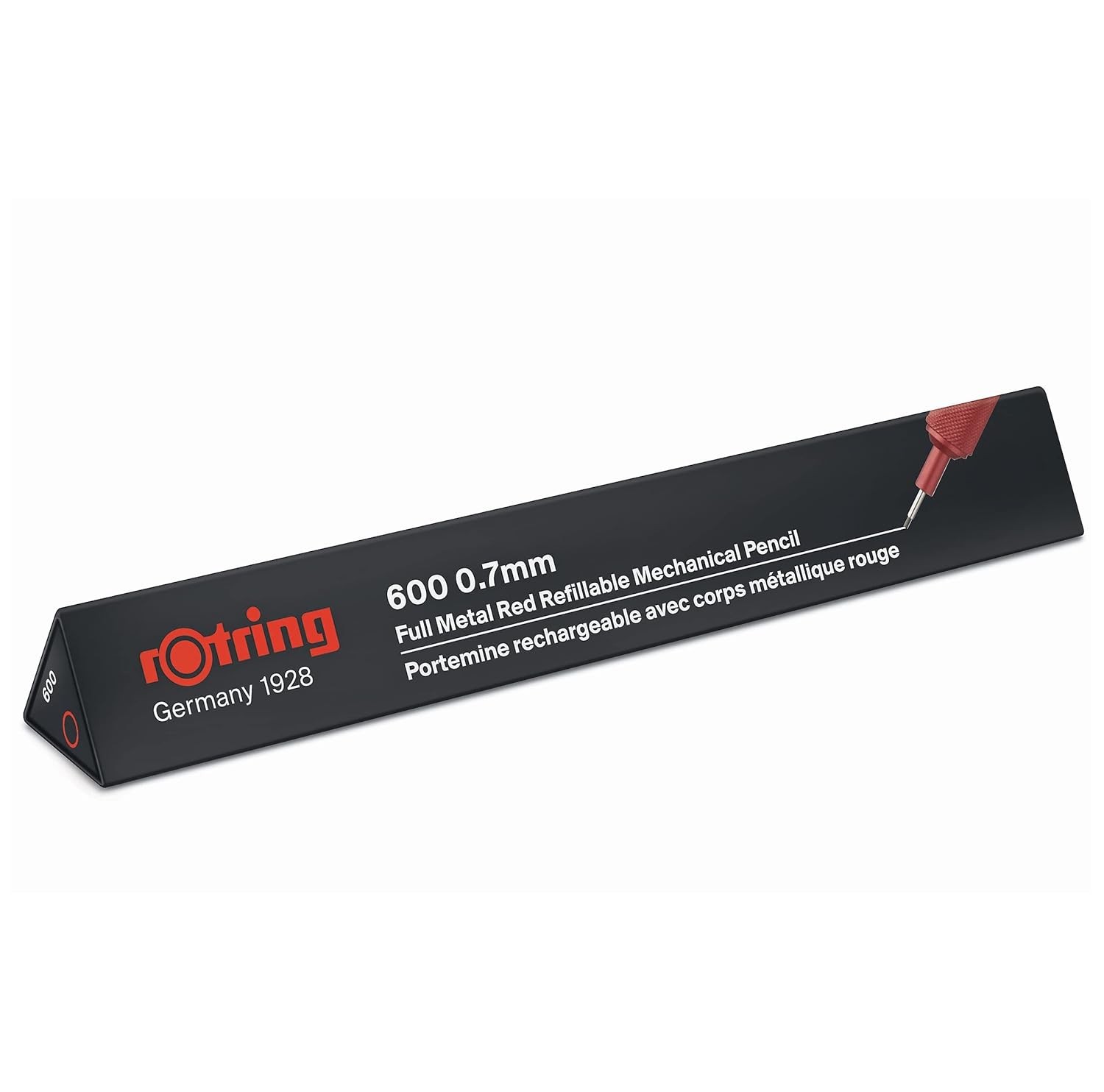 Rotring 600 Mechanical Pencil 0.7 mm HB Red All Metal Hexagonal Barre High