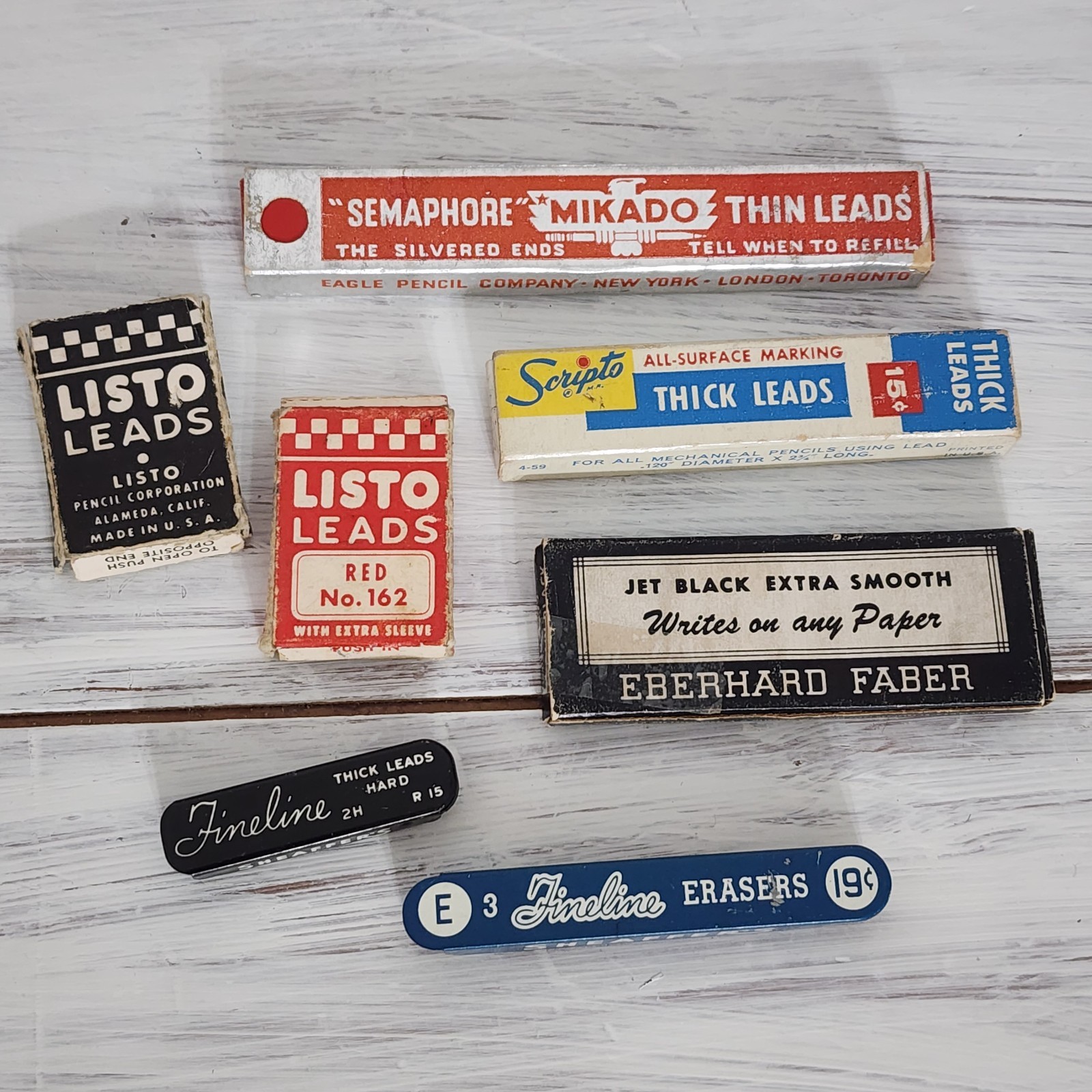 Collector’s Lot Vtg Leads Scripto Listo Sheaffers Mikado Eberhard +1 Erasers