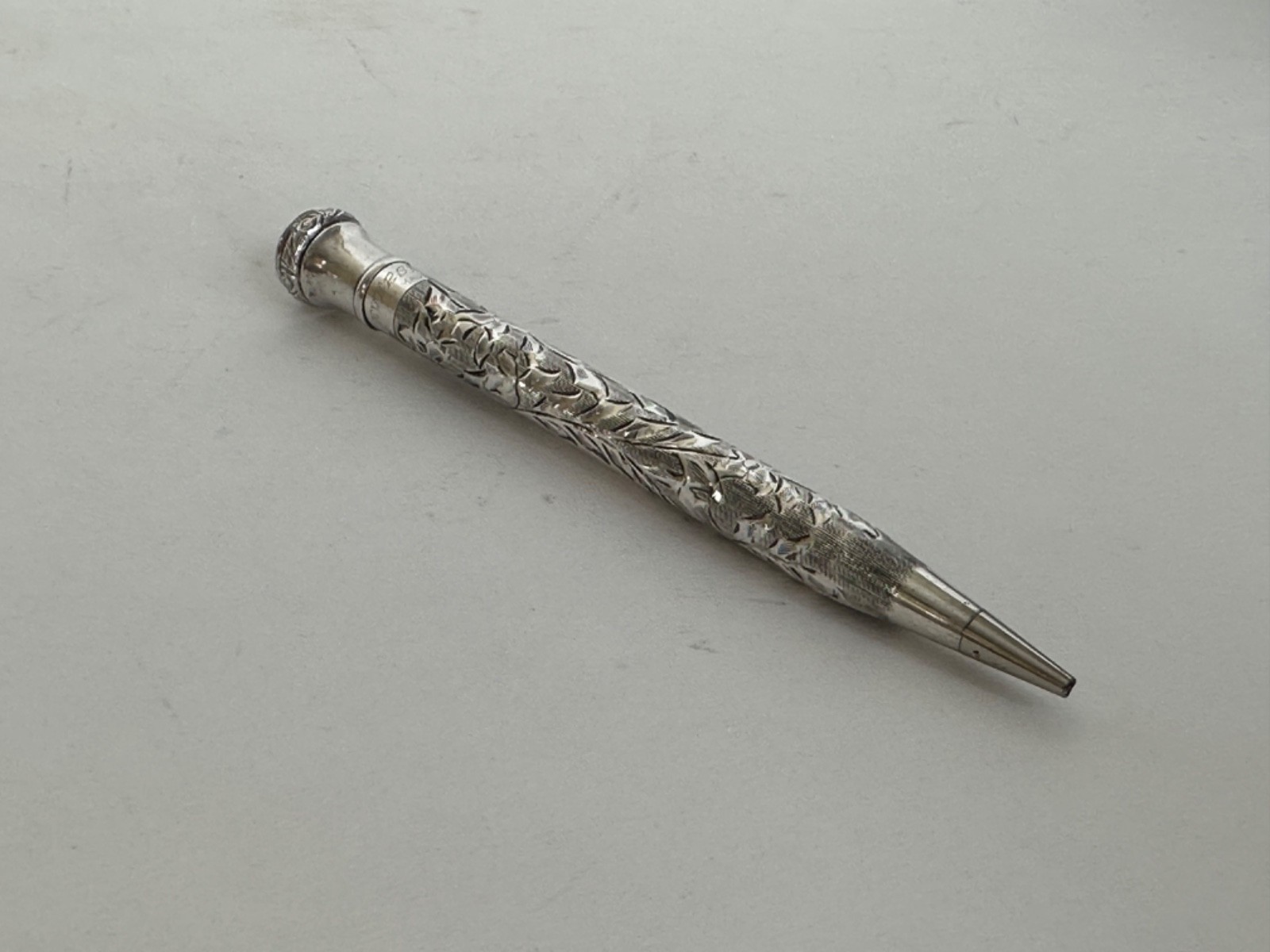 Antique Sterling Silver Whal Ever Sharp Engraved Mecanical Pencil Pendant