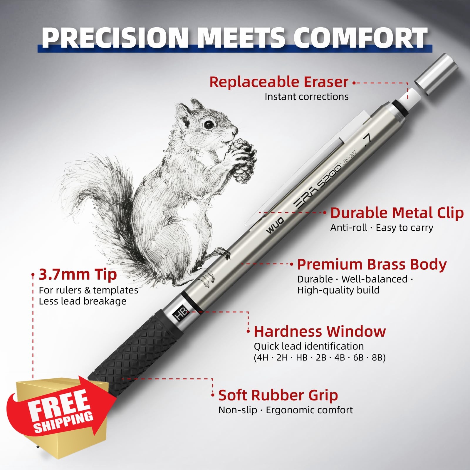 WUO 0.7mm Mechanical Pencil Set 6pc