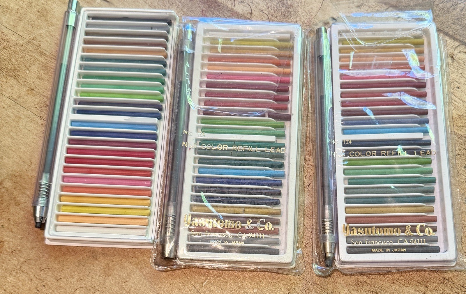 Vintage (NOS) Niji Colored Pencil Leads & Mechanical Pencil Set No 124, Lot Of 3
