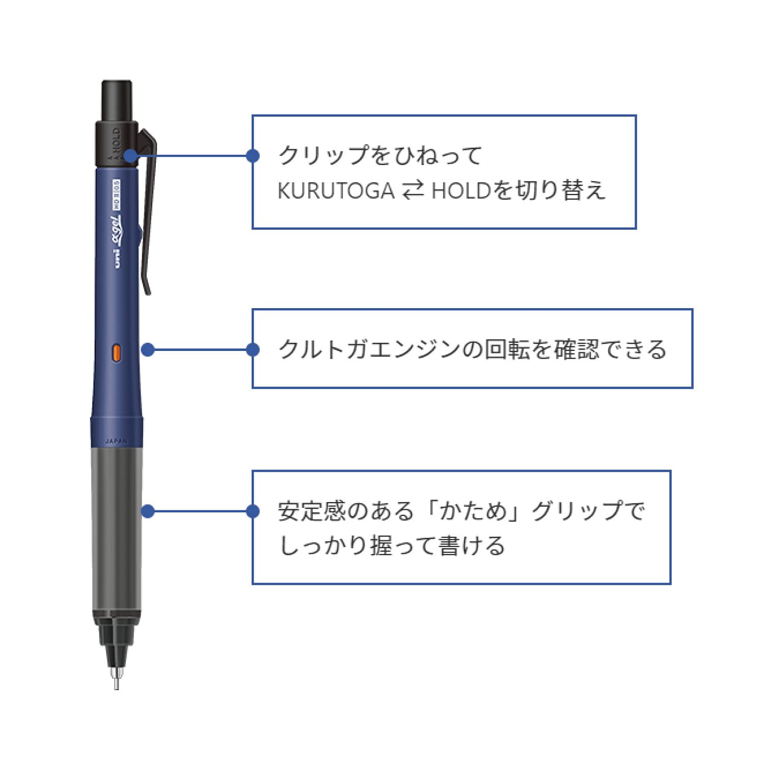 Uni Alpha Gel Switch Mechanical Pencil 0.5mm Kurutoga and Hold Mode