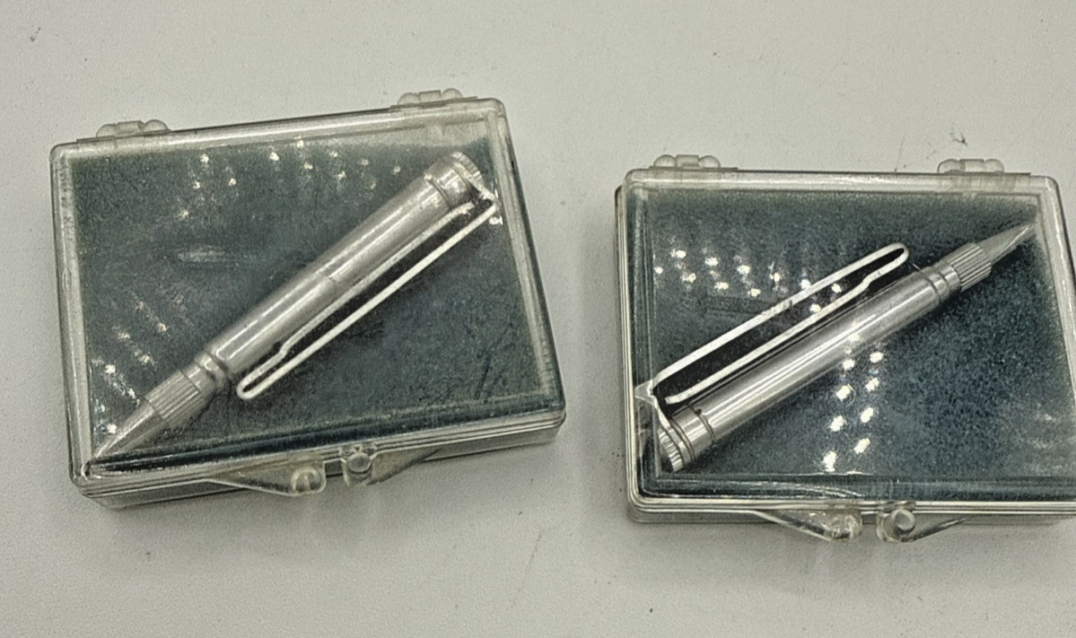 2 Vintage Extend-A-Pencil Mechanical Pencil Tie Clip