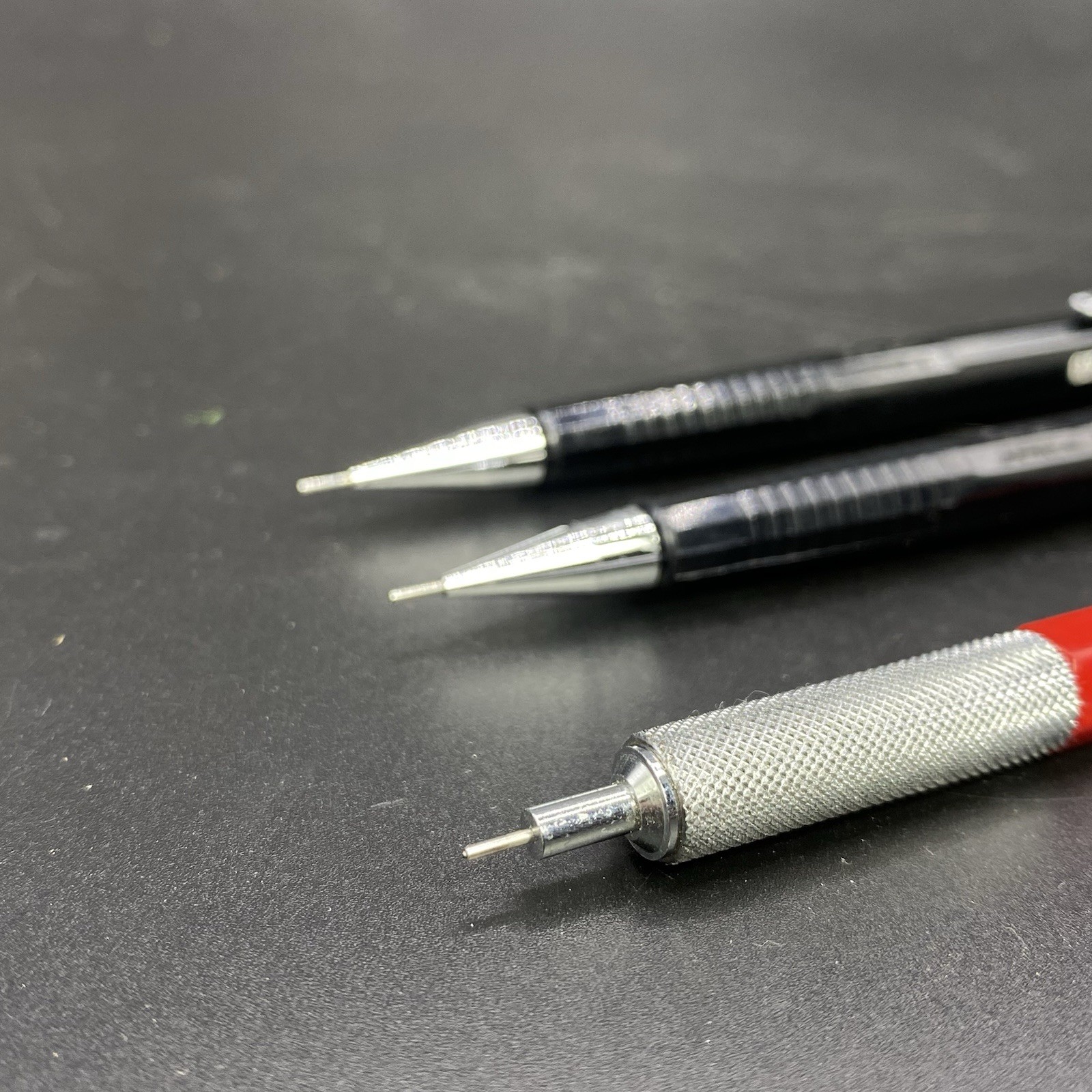 Vintage Koh-I-Noor Rapidomatic 5633 Red 0.3mm & 2 Pentel P205 0.5mm Drafting Set