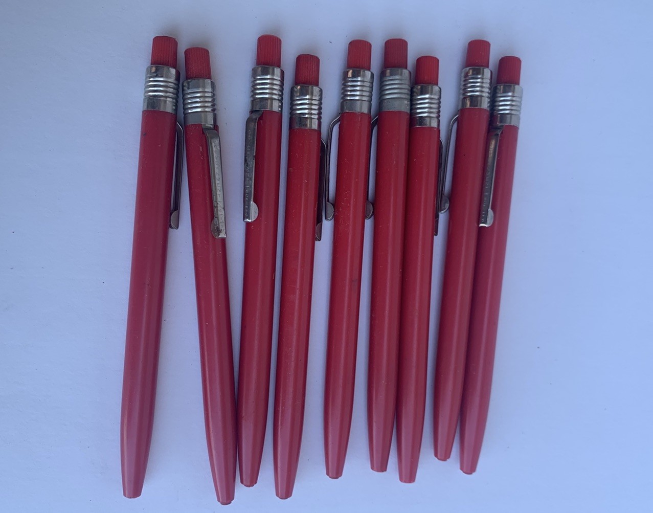 9 Vintage Scripto Mechanical Pencils Grease Crayon Red US Government w Box