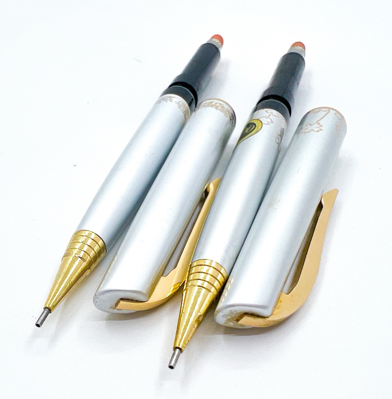 Platinum 2pcs Mechanical Pencil 0.5 mm Flower Theme Push Cap Functional