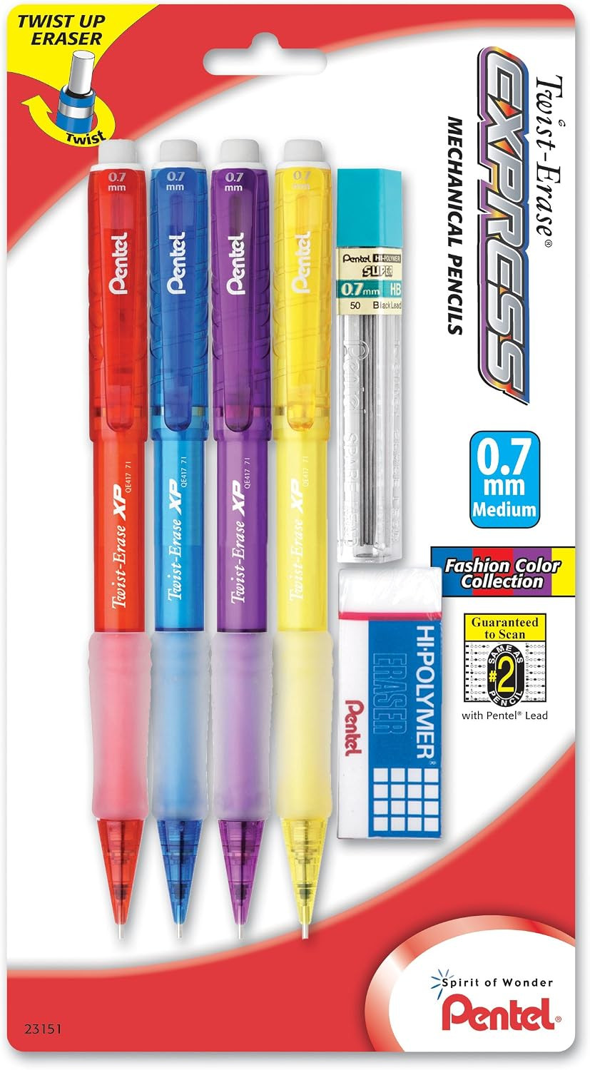 Twist-Erase EXPRESS Mechanical Pencil, 0.7mm, Assorted Fashion Barrels (QE417FLZ
