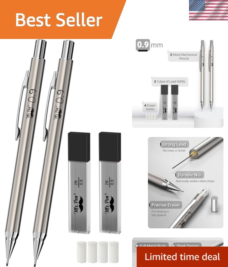 Elegant 0.9mm Mechanical Pencils Metal Design – Effortless Writing Experience