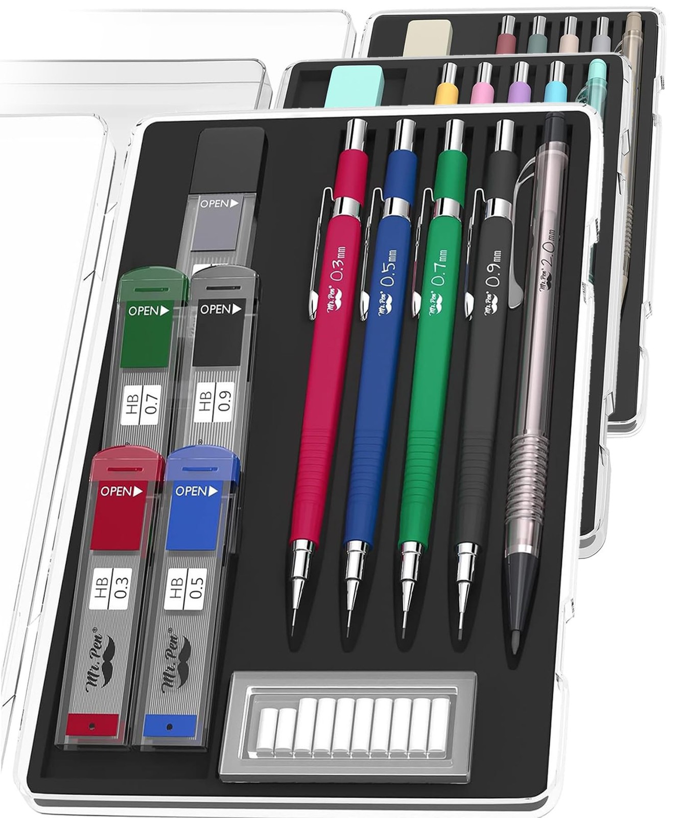 Mr. Pen- Mechanical Pencil Set with Leads and Eraser Refills, 5 Sizes Vintage