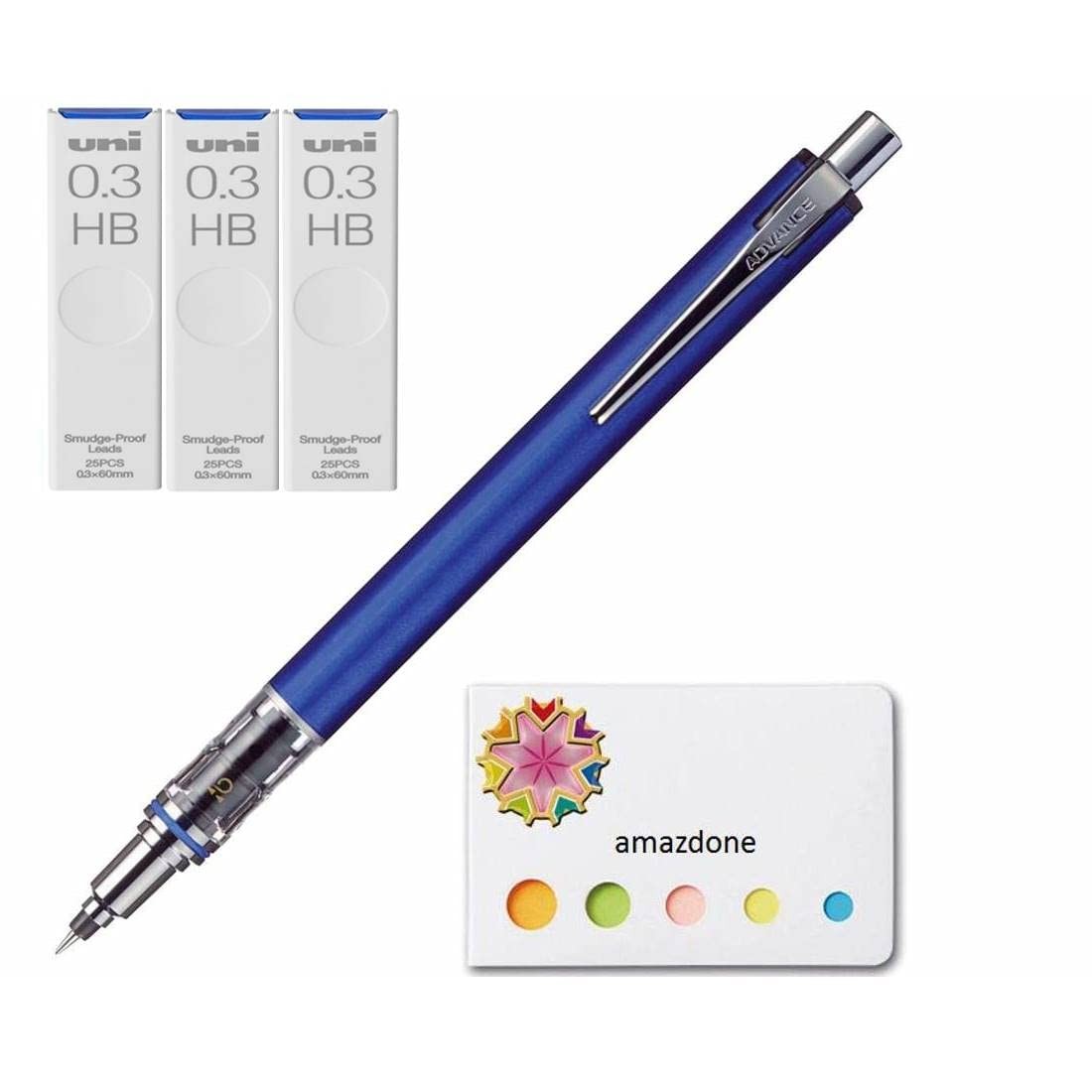 amazdone Kuru Toga Advance – Auto Lead Rotating 5 Piece Set, Navy (Blue)