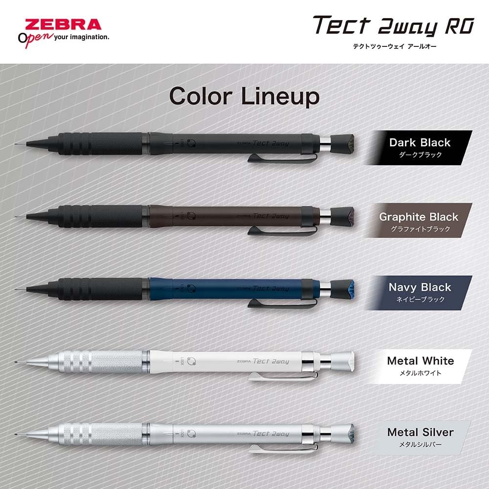 ZEBRA Mechanical Pencil, Tect 2-Way RO, 0.5mm, Metal Silver, Knurled Model, P-MA