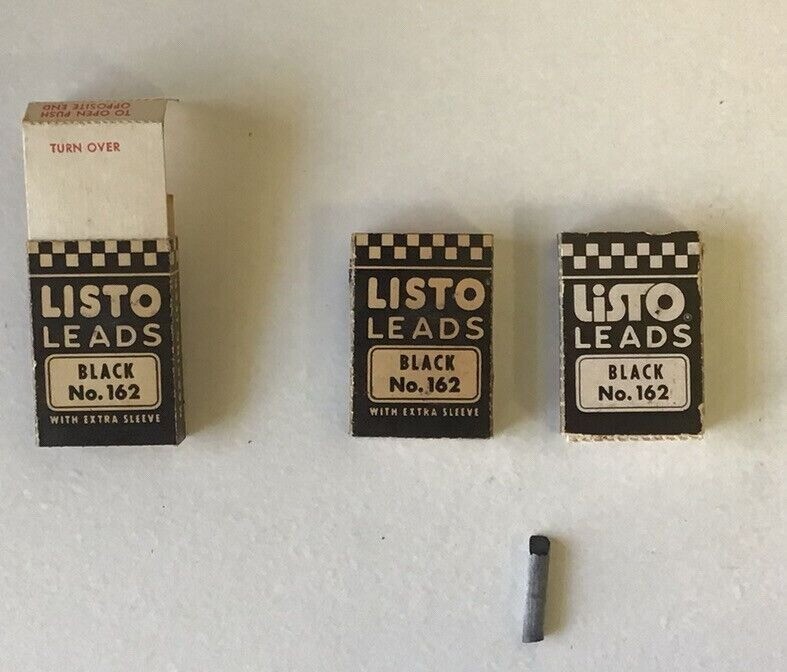 Vintage LISTO Lead Mechanical Pencil Black No. 162 One box empty Lot of 3