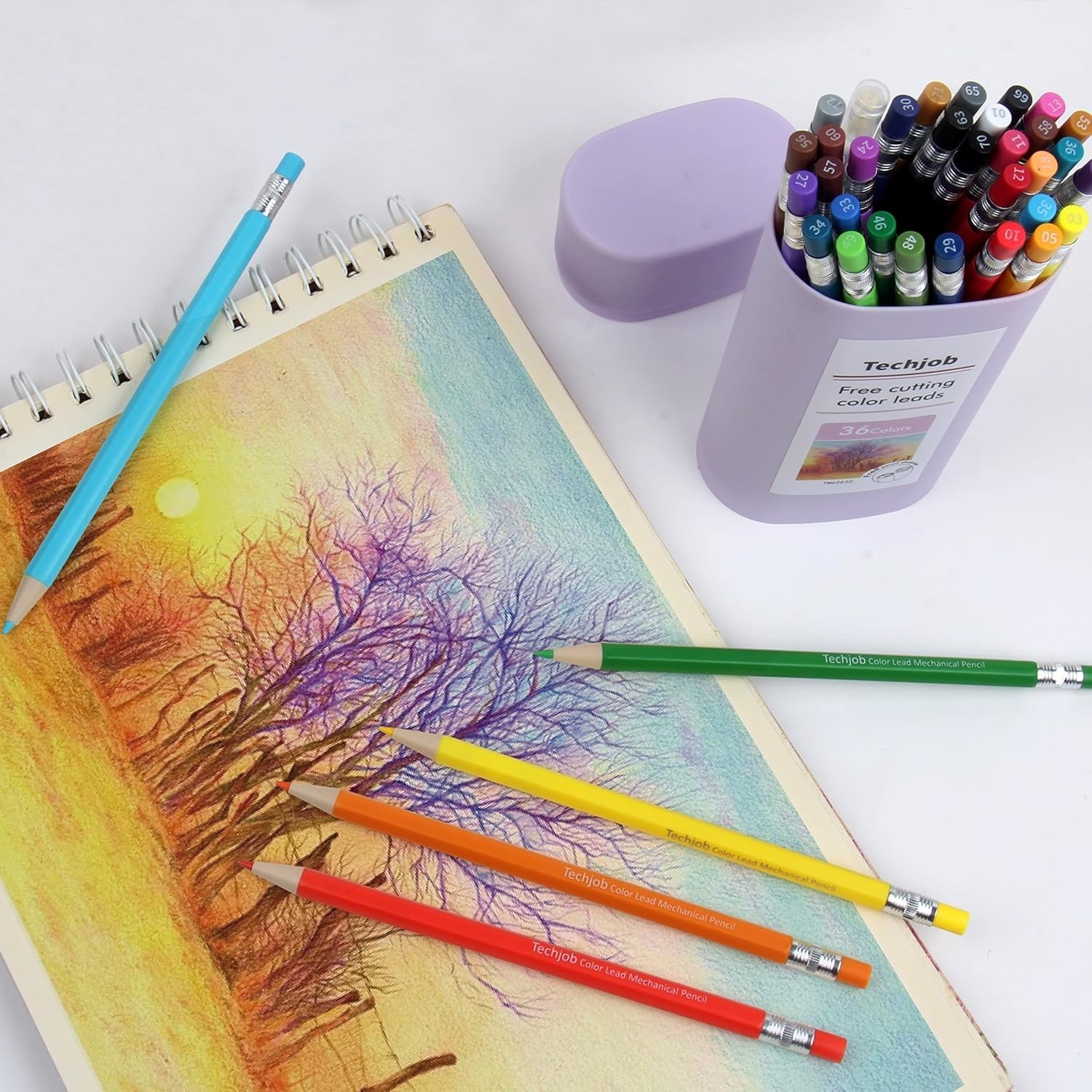 36 Assorted Colored Pencils Set – Includes Sharpener & Protective Case
