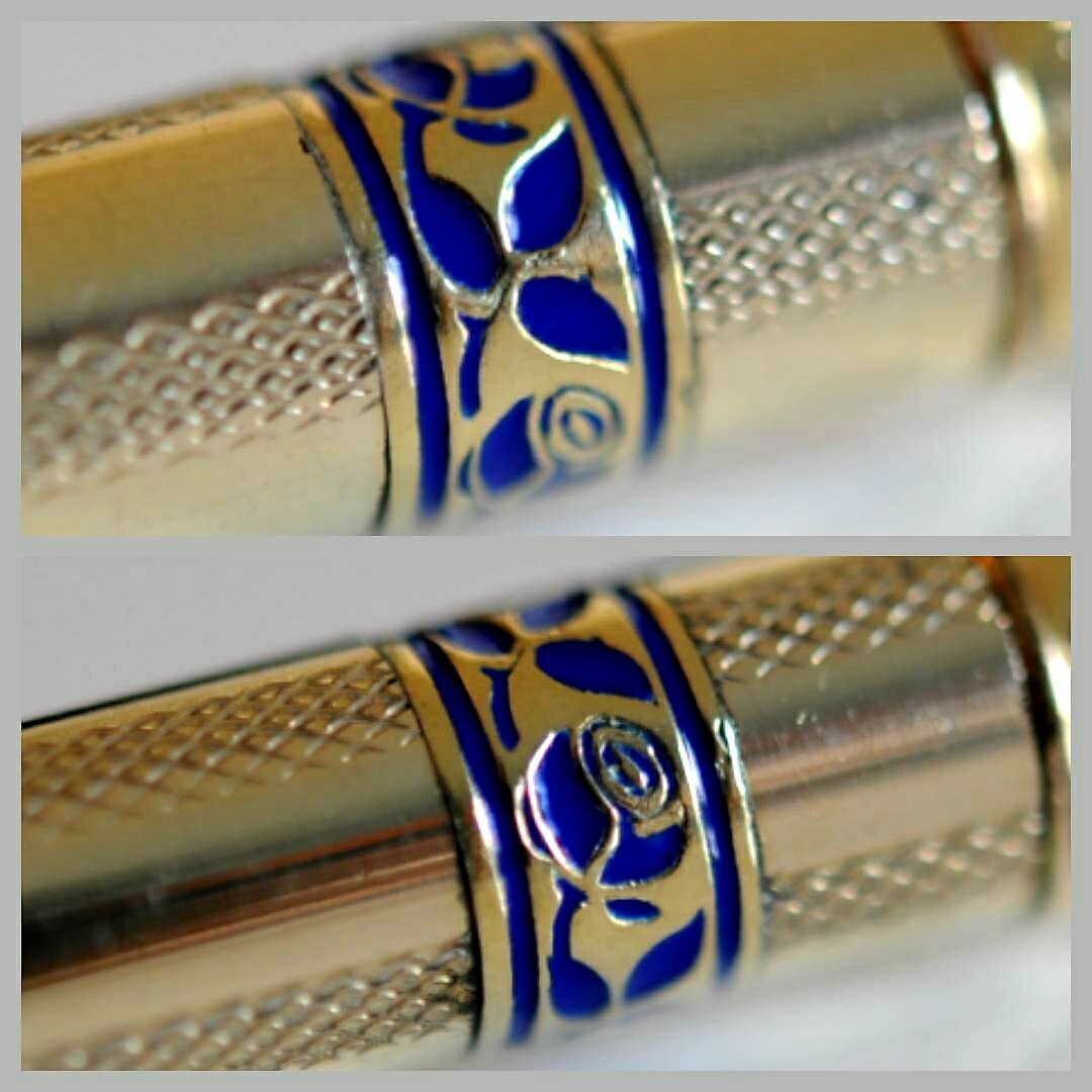 Vintage Gold and blue Rose Enamel Mechanical pencil