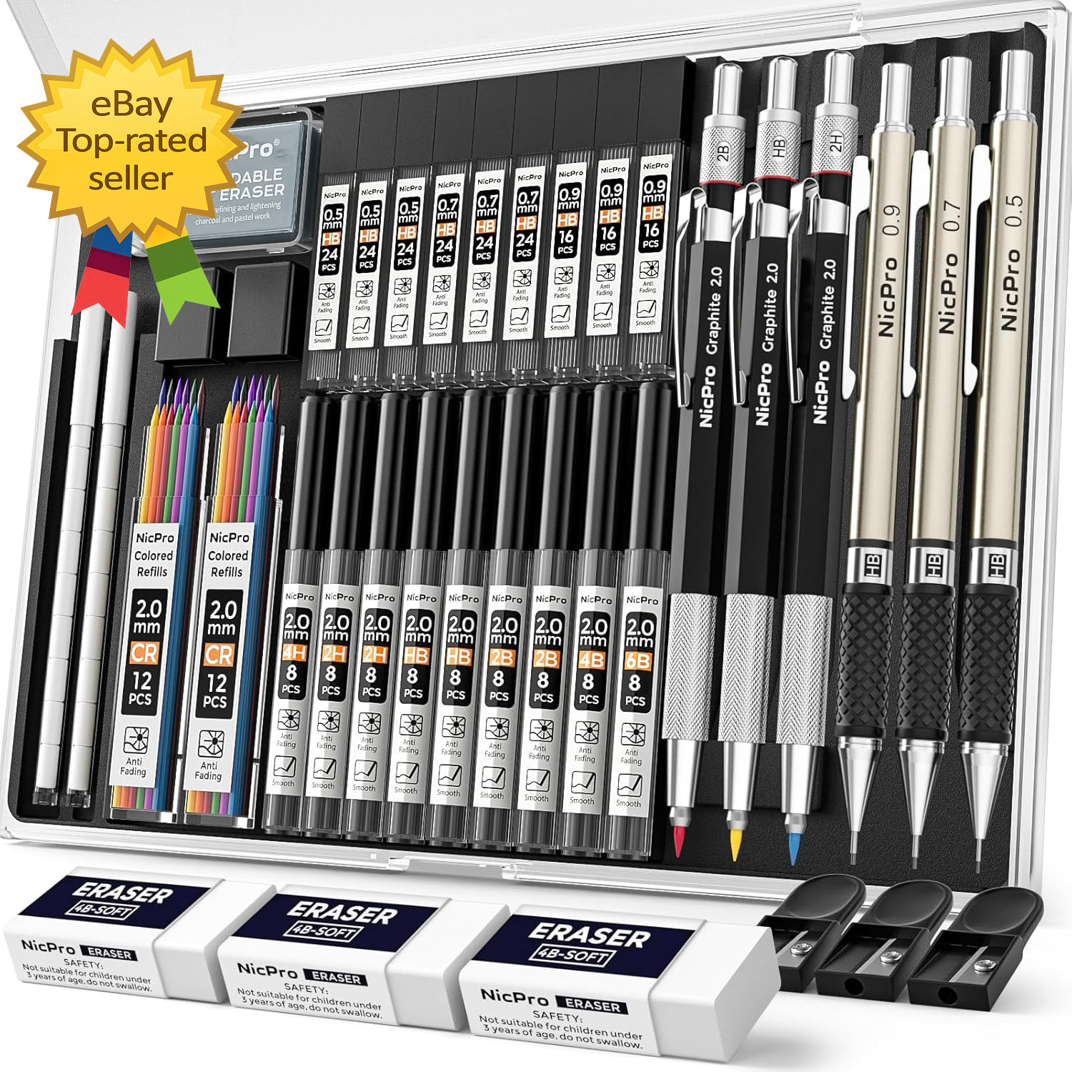 35PCS Art Mechanical Pencil Set 3 PCS Metal Drafting Pencil 0.5 Mm & 0.7 Mm