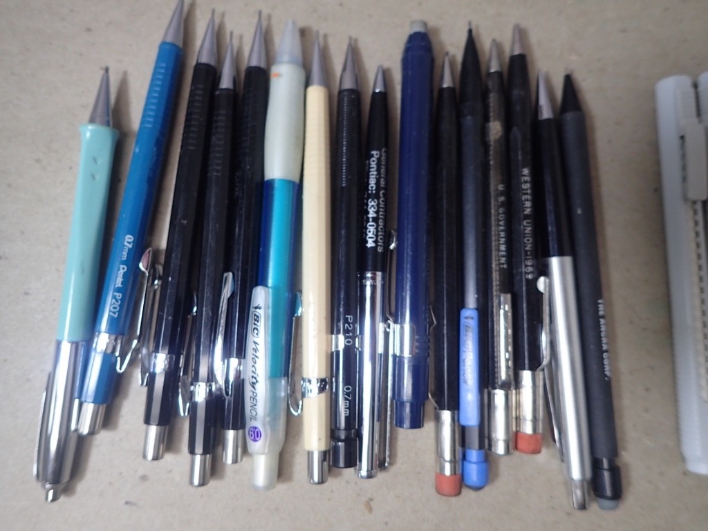 Large Lot Vintage Pencil Lead Holders, Mechanical Pencils & Eraser Pens