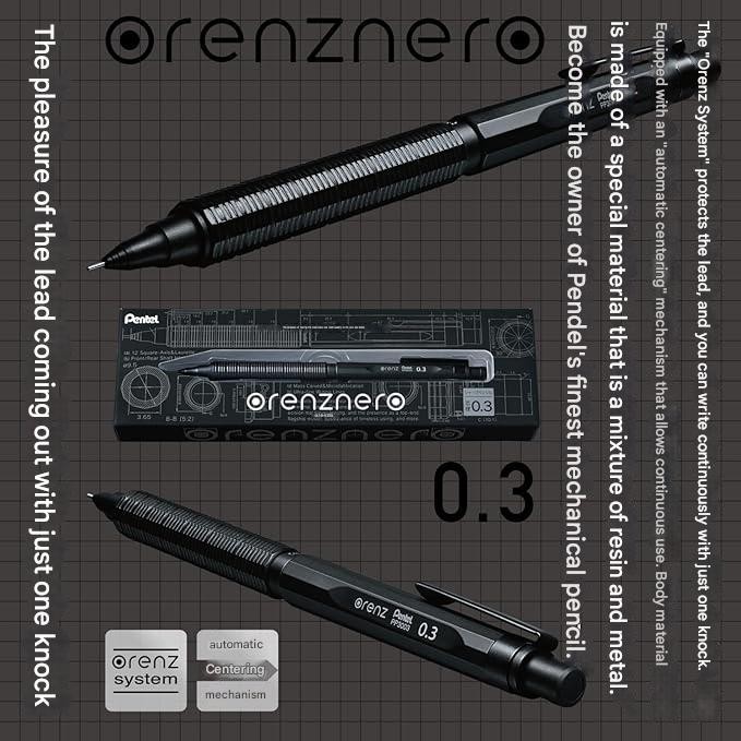 (Pentel) Orenz Nero Mechanical Pencil, 0.3mm, PP3003-A, Black