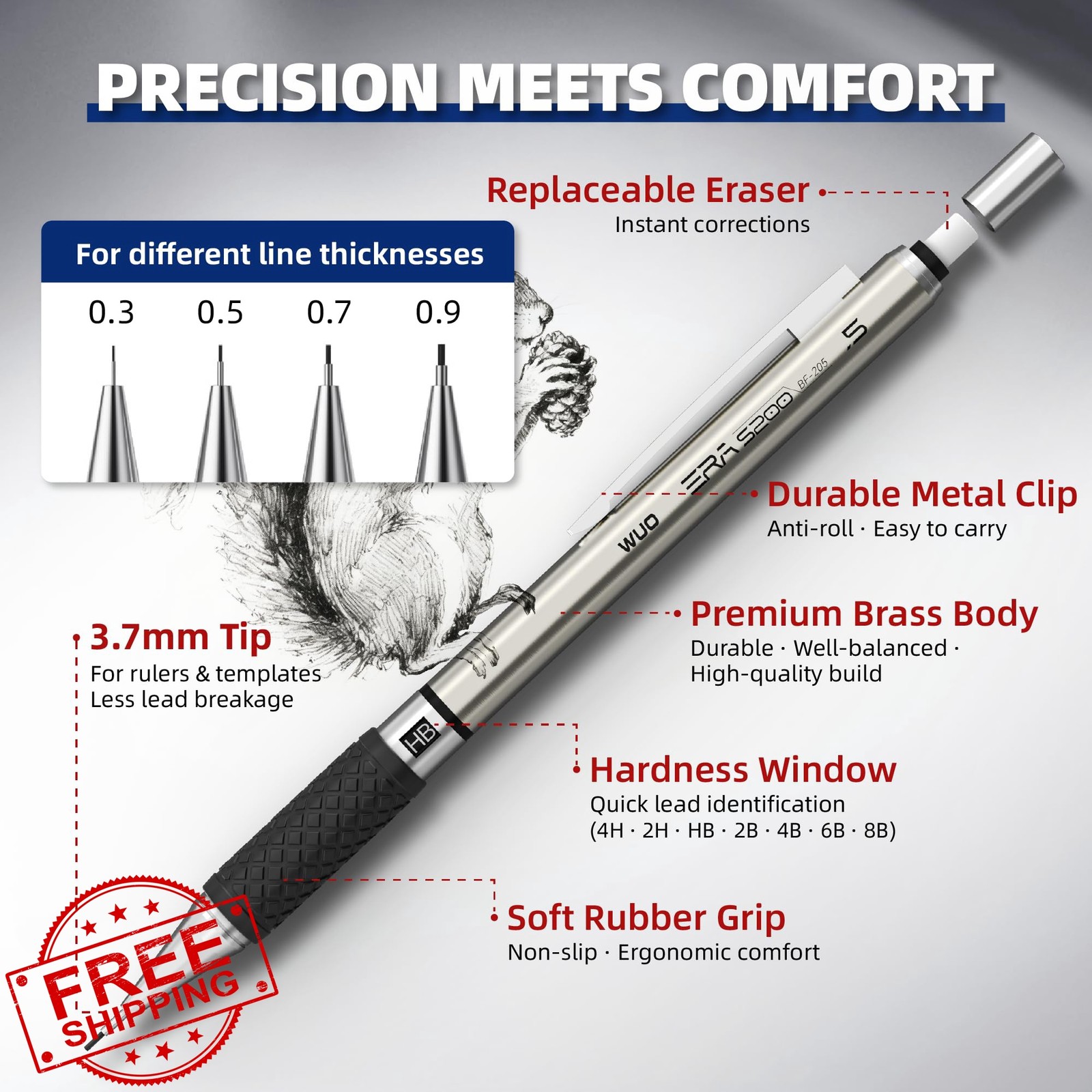 WUO Mechanical Pencil Set 0.3-2.0mm