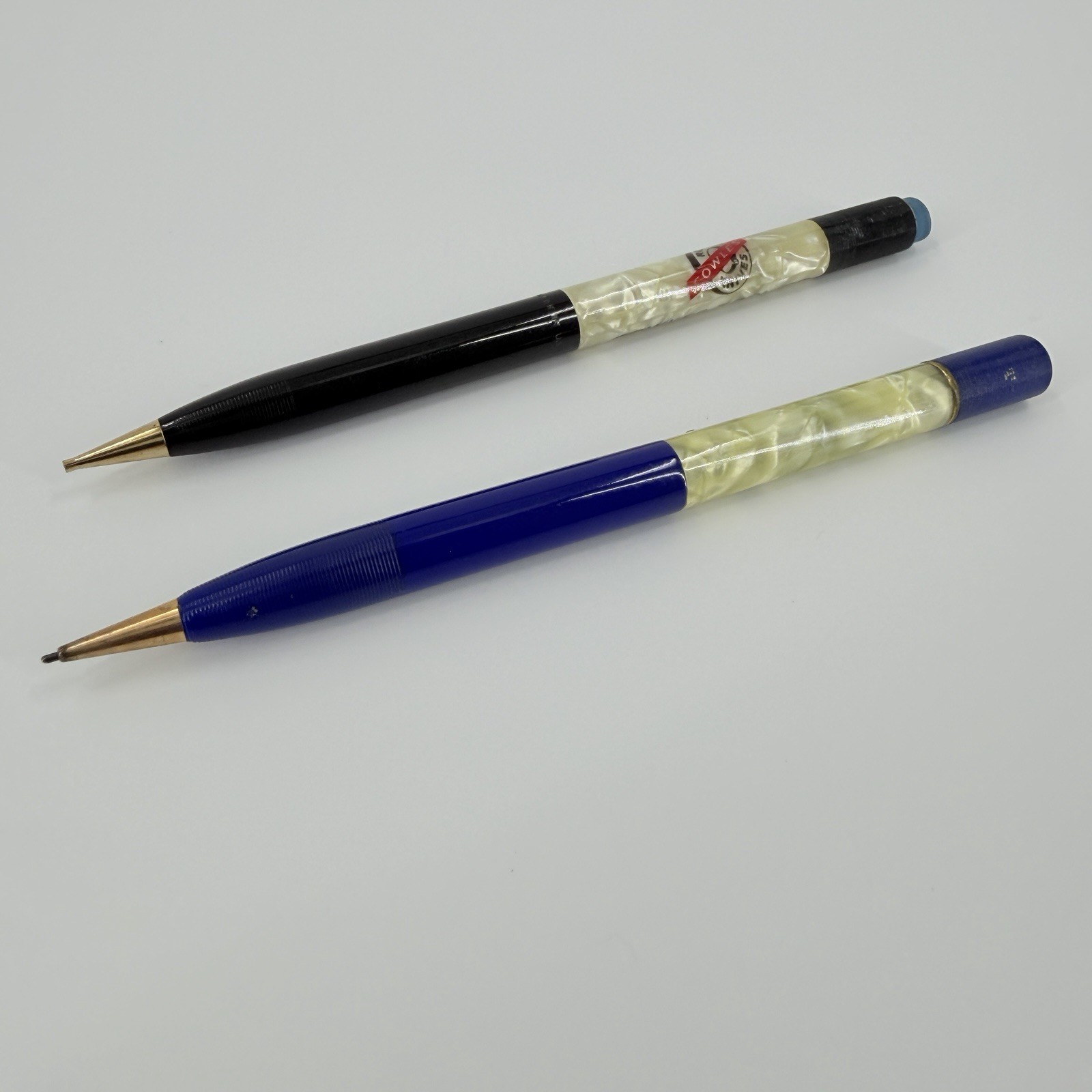 Vintage SHEAFFER’S Pearl Marbled Blue, Black Gold Clip Mechanical Pencils ￼