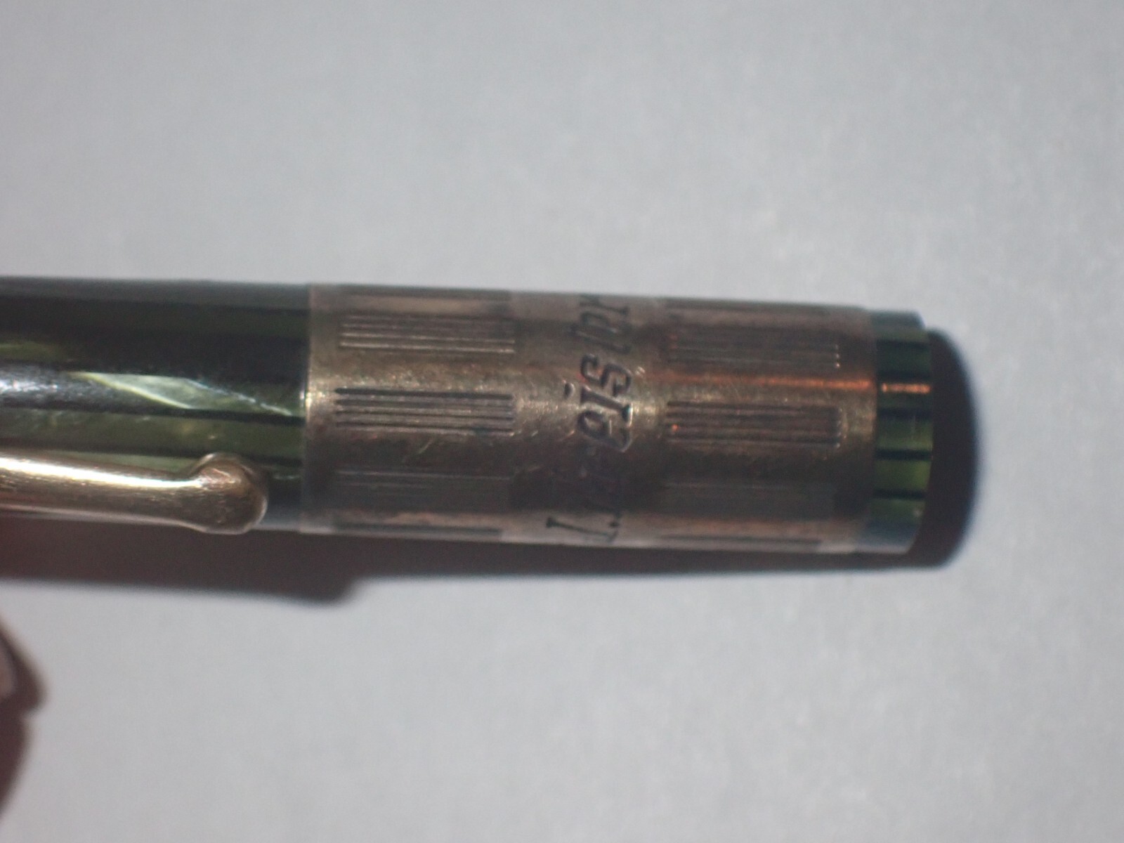 Vintage Unknown Green Celluloid Gold Mechanical Pencil Monogrammed