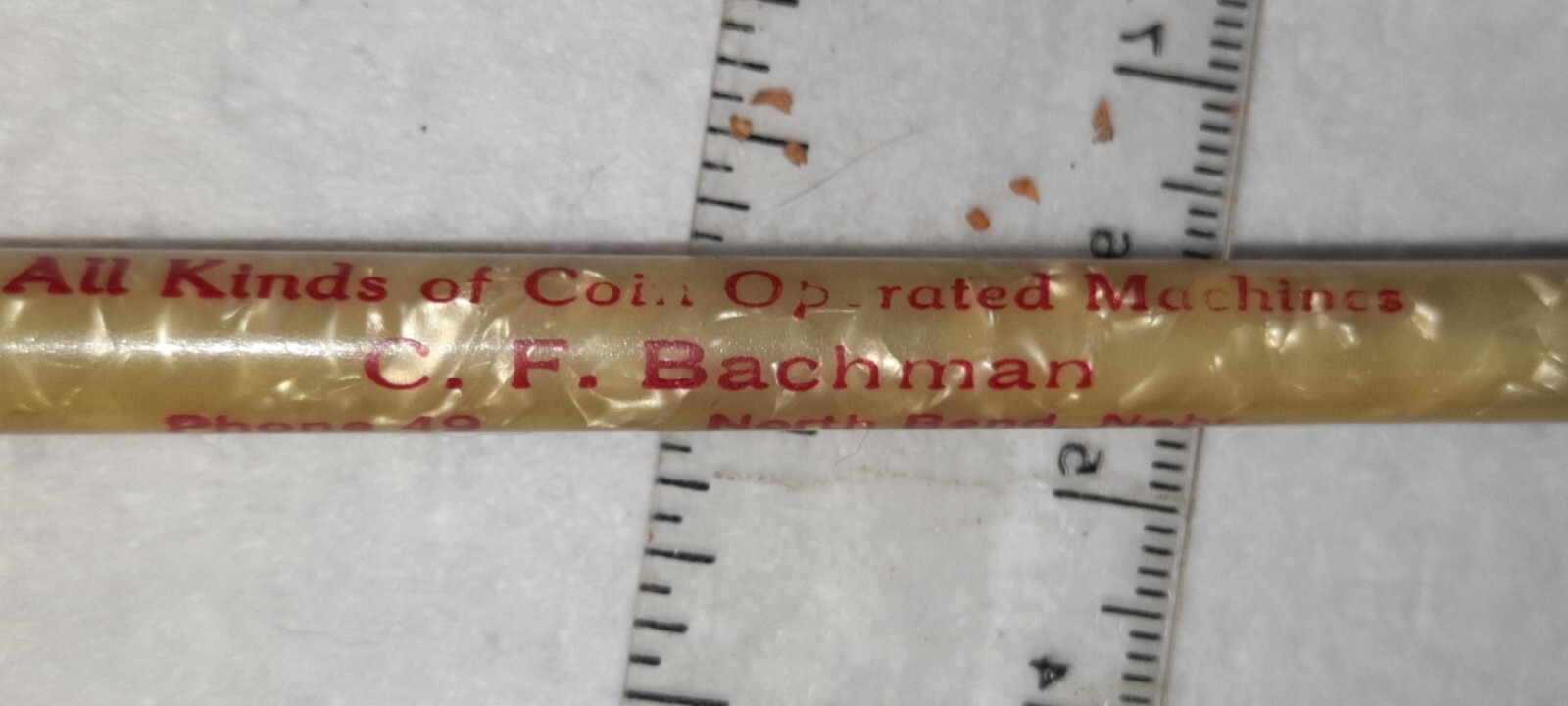 “Bachman Music Ser.*Coin Op. Machines*Phone 49 North Bend, Nebr.” Working Pencil