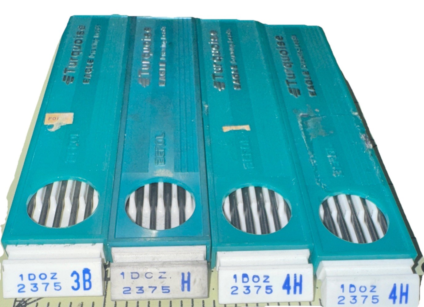 4 Berol Eagle #2375 3B, H & 4H (x2) 41 Total Leads – Turquoise Drawing Leads