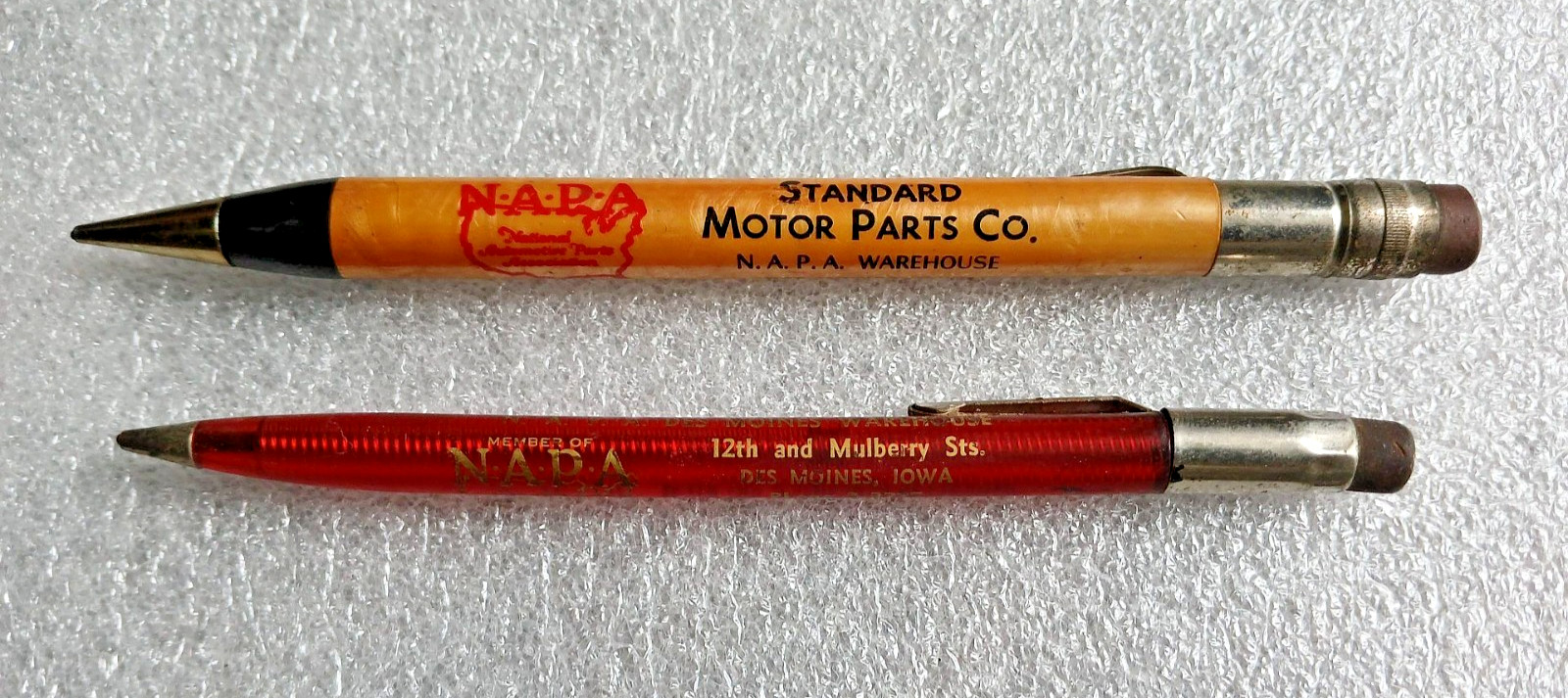1950s NAPA Warehouse Standard Motor Parts Mechanical Pencils – Des Moines, Iowa