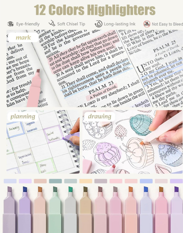 Set escolar estético 39 pcs con estuche lindo, marcadores pastel y bolígrafos